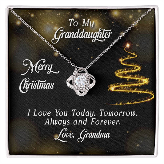 To My Granddaughter - Merry Christmas - Love Knot Necklace