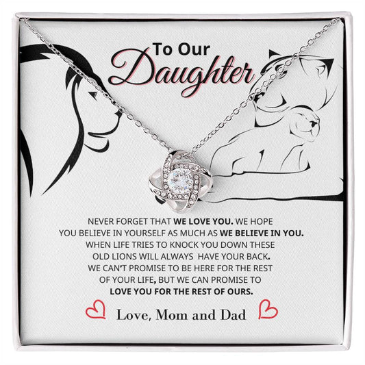 To Our Daughter - We can promise to love you for the rest of our life - Love Knot Necklace