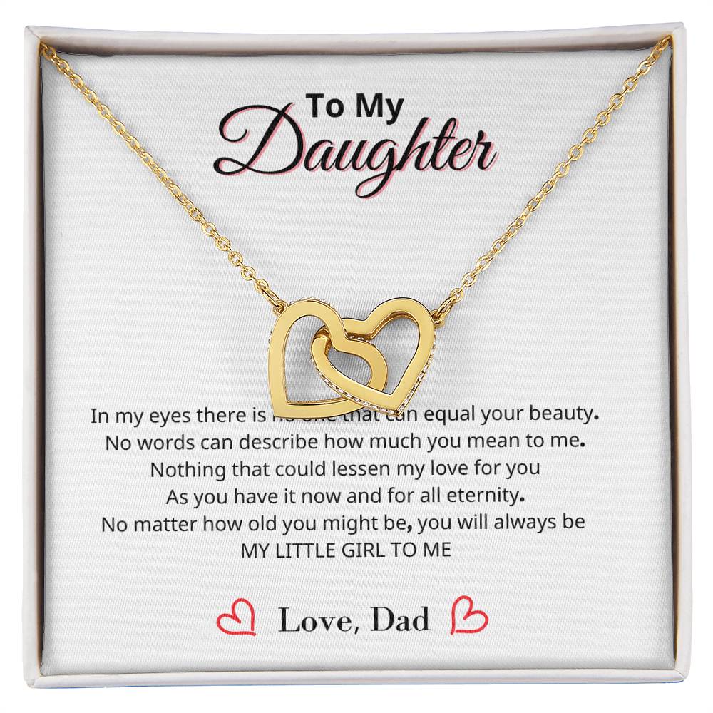 To My Daughter - You will always be my little girl - Interlocking Heart Necklace