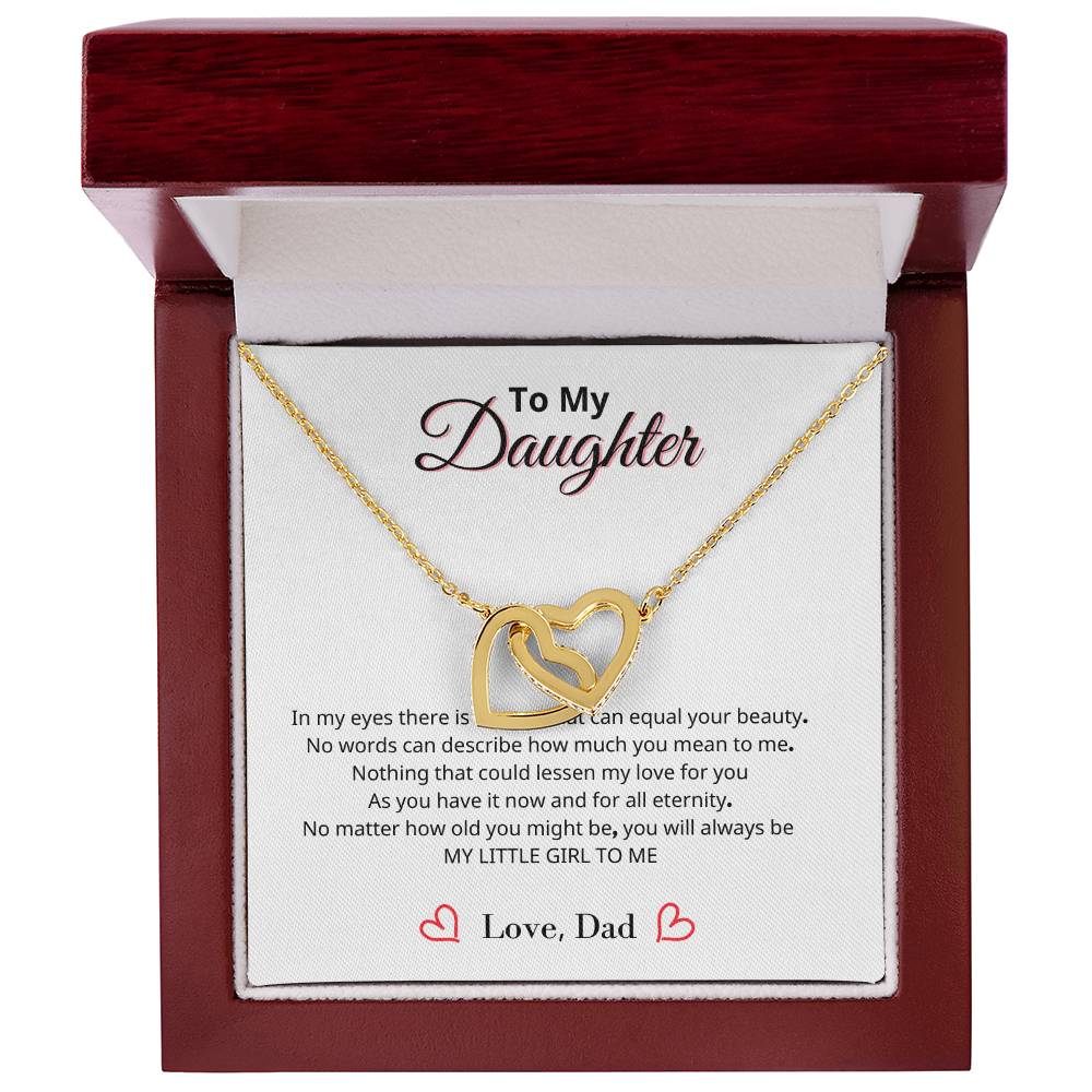 To My Daughter - You will always be my little girl - Interlocking Heart Necklace