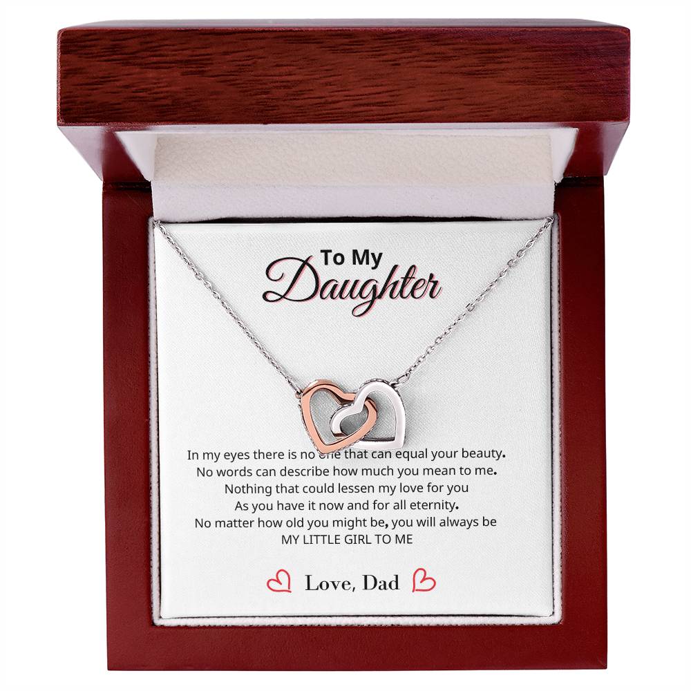 To My Daughter - You will always be my little girl - Interlocking Heart Necklace