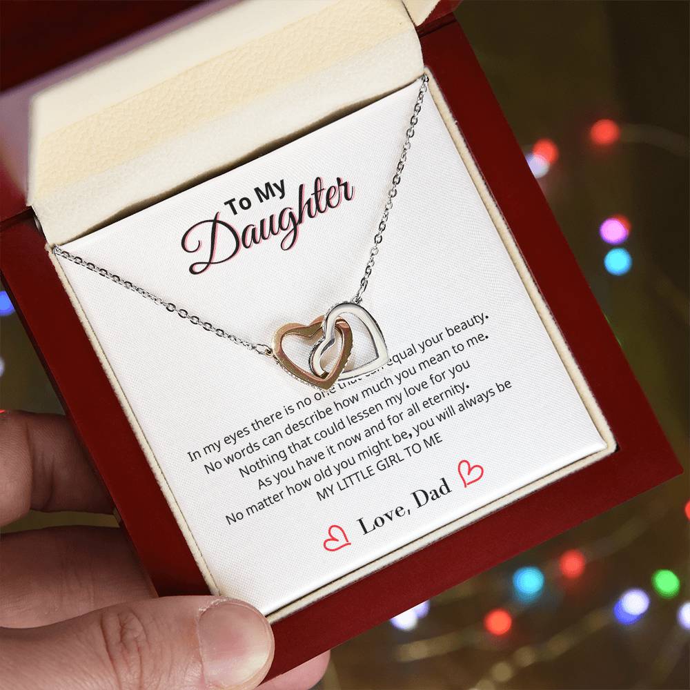 To My Daughter - You will always be my little girl - Interlocking Heart Necklace