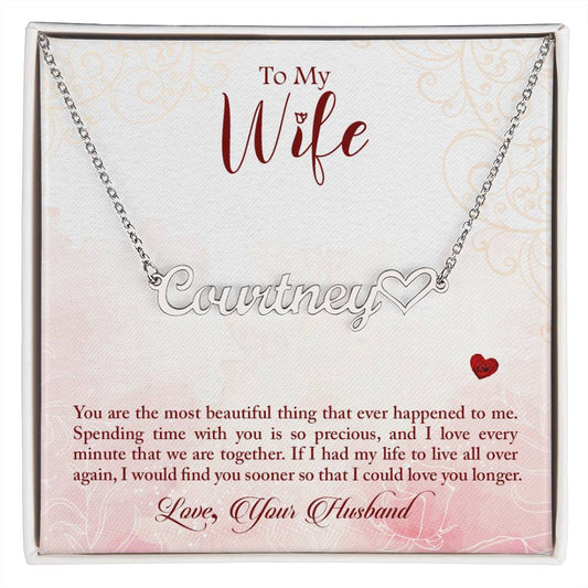 To My Wife - Personalized Name Necklace Heart