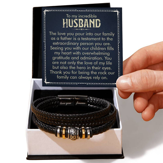 To My Husband - Love You Forever Leather Bracelet