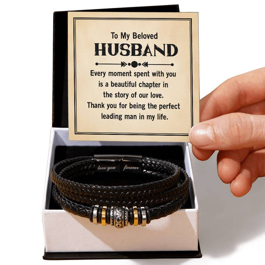 To My Husband - Love You Forever Leather Bracelet