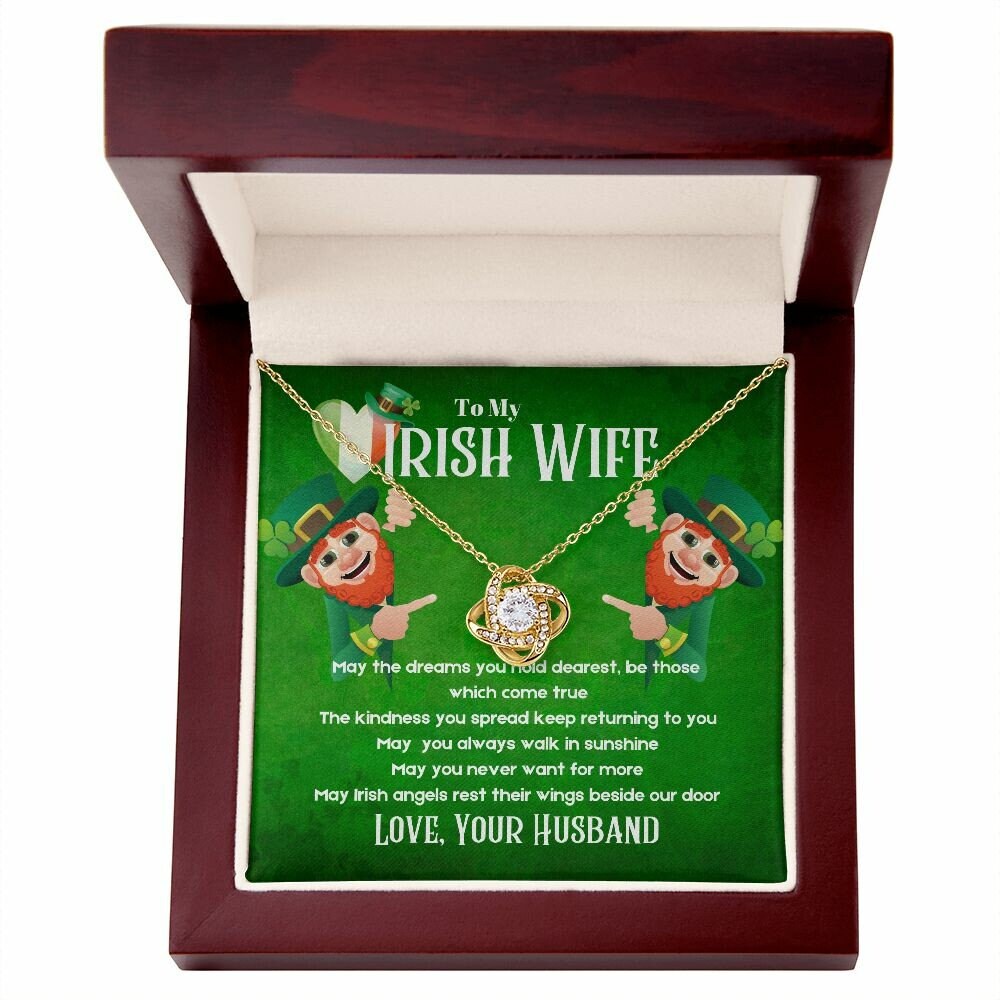 To My Irish Wife, St. Patrick's Day, Necklace, Gift for wife, Irish