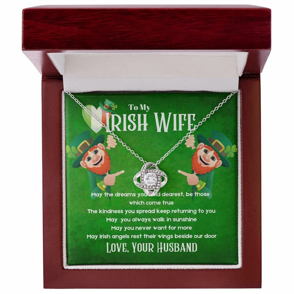 To My Irish Wife, St. Patrick's Day, Necklace, Gift for wife, Irish