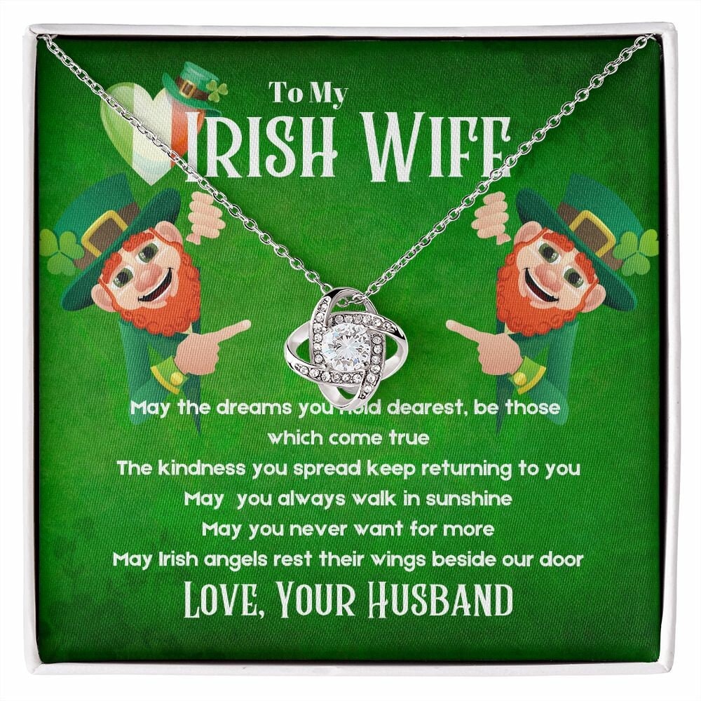 To My Irish Wife, St. Patrick's Day, Necklace, Gift for wife, Irish